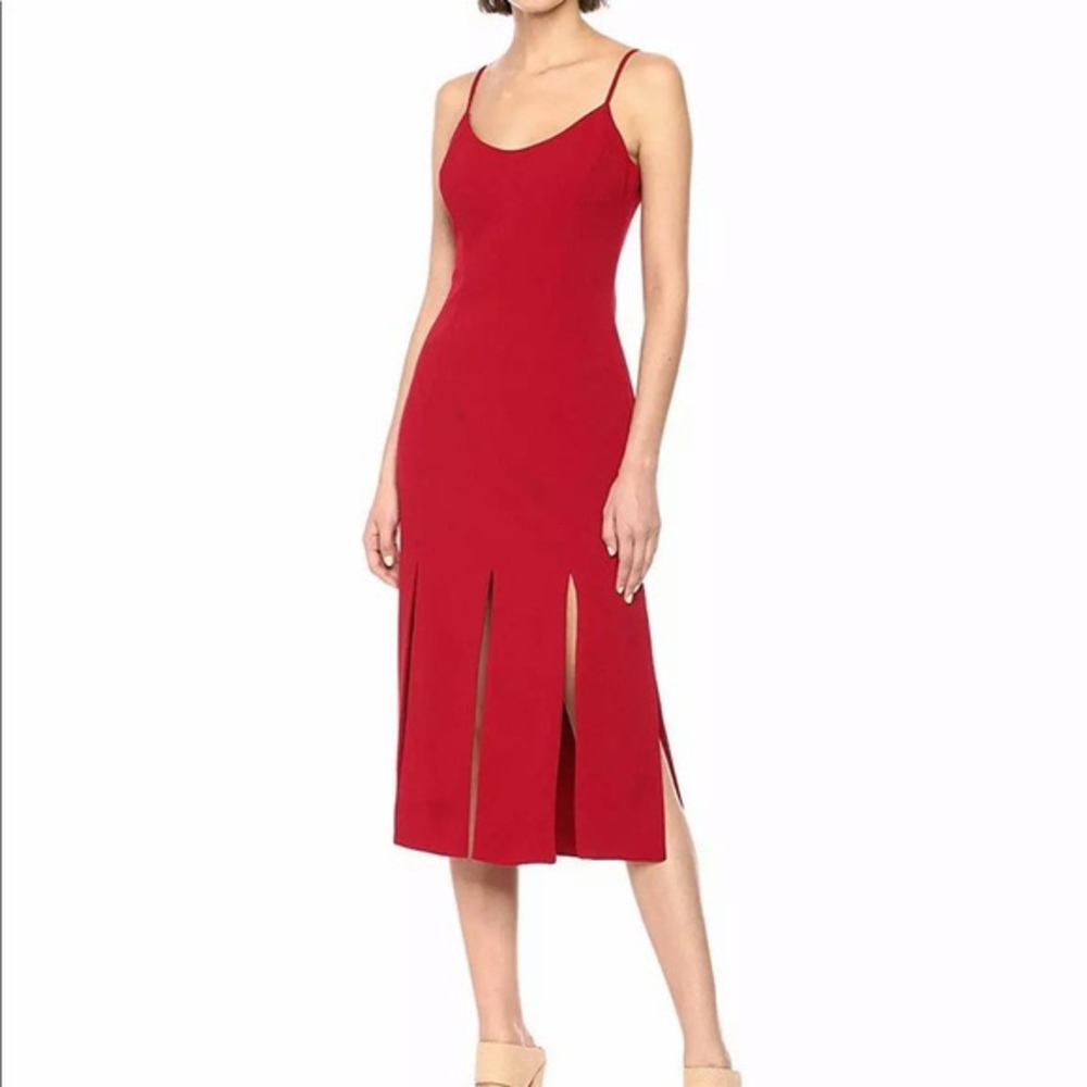 Dress the Population Red Devon Crepe Midi Dress -S